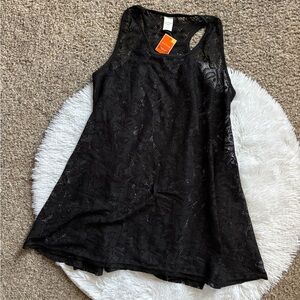 West Loop Crochet Swim Cover-Up Dress New Black Lightweight Womens Size Large